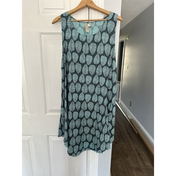 EUC HULA HULA Hawaii Mango Leaves Cover Up Dress Kristen One Size Rayon - Picture 1 of 8